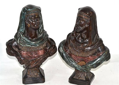 Lot 84 - Pair of pottery Moorish busts