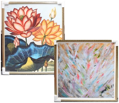 Lot 376 - Jan Erika (Contemporary) Abstract in pinks,...