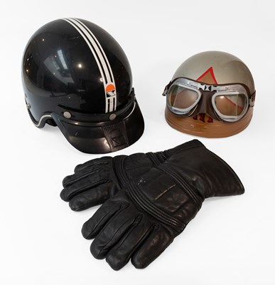 Lot 23 - A Vintage Everoak Motorcycle Helmet, later...