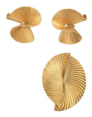 Lot 2209 - A Brooch and A Pair of Similar Earrings, by...