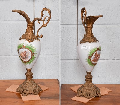 Lot 313 - A Pair of Decorative Victorian Glass and Brass...