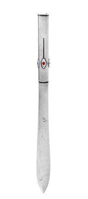 Lot A George V Silver and Enamel Combination Paper-Knife and Propelling-Pencil