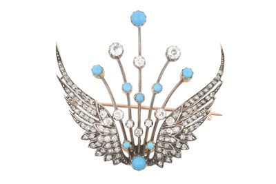 Lot 2287 - A Turquoise and Diamond Brooch, circa 1900...