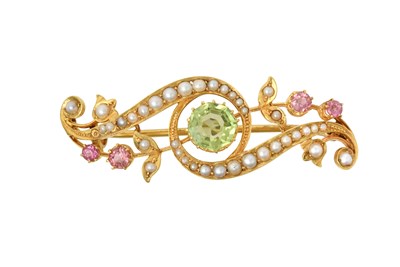 Lot 2390 - A Peridot, Pink Tourmaline and Split Pearl...