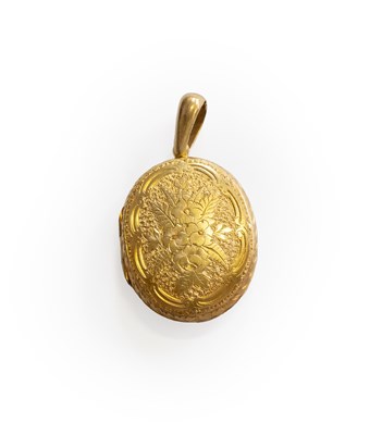 Lot 394 - A Locket, the oval form locket with foliate...