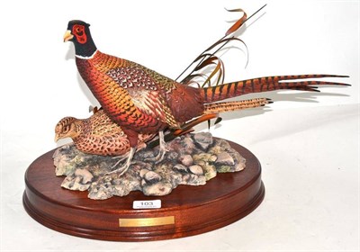 Lot 103 - Border Fine Arts 'The Hiding Place' (cock and hen pheasant), model no. L128, by Frank Divita,...