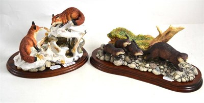 Lot 104 - Two Border Fine Arts; 'Keeping Up' (otters), model no. B0333 by Ray Ayres, 13.3cm high, ltd edition