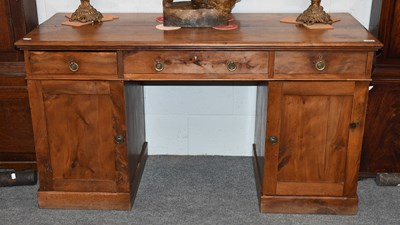 Lot 1213 - A Yew Wood Kneehole Desk, early 20th century,...