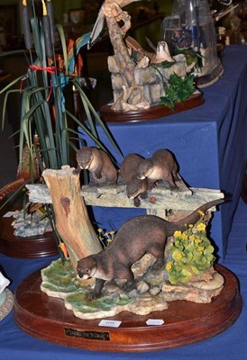 Lot 105 - Border Fine Arts 'Taking the Plunge' (otters), model no. L143 by Ray Ayres, 76.8cm high, ltd....