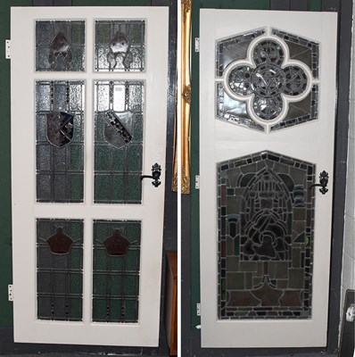 Lot 1310 - Two Hardwood Internal Doors, each mounted with...