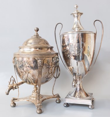Lot 156 - Two Old Sheffield Plate Tea-Urns, Each...