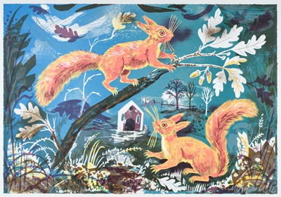 Lot 121 - Mark Hearld (b.1974) "Hat Box Squirrels"...