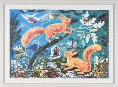 Lot 121 - Mark Hearld (b.1974) "Hat Box Squirrels"...