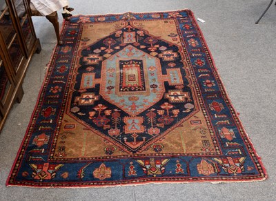 Lot 1283 - Hamadan Rug, the charcoal lozenge field...