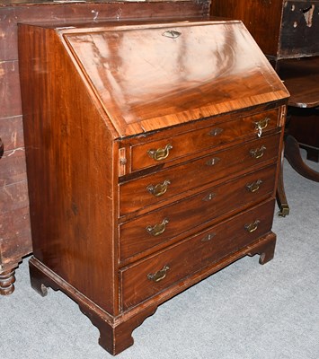 Lot 1248 - A George III Cross Banded Walnut Bureau,...