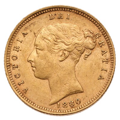 Lot 173 - Victoria, Half Sovereign 1880, die no. 111,...