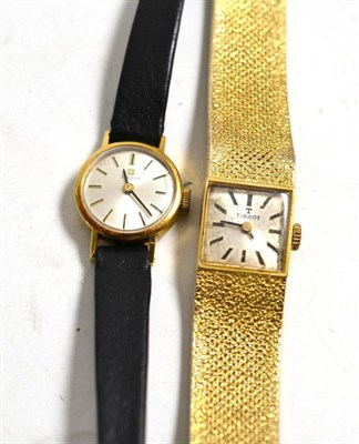 Lot 114 - Two lady's Tissot wristwatches, cases stamped '18K' and '375'
