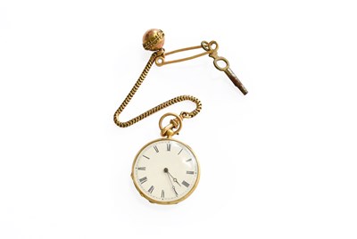 Lot 398 - A Lady's 18 Carat Gold Fob Watch, circa 1880,...