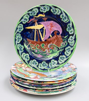Lot 256 - A Collection of Maling Pottery Cabinet Plates,...