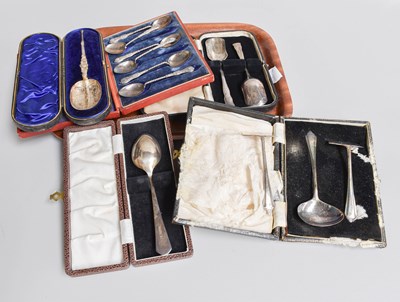 Lot 124 - A Collection of Assorted Cased Silver Flatware,...