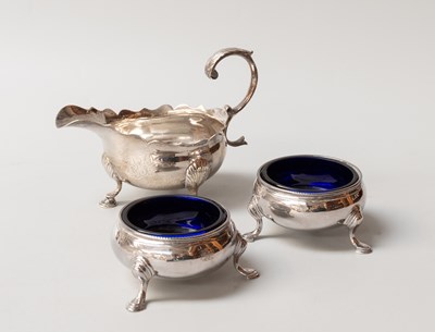 Lot 7 - A George II Silver Sauceboat and a Pair of...