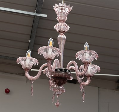 Lot 635 - A Venitian Style Aubergine Glass Five Light...
