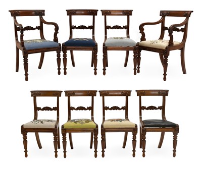 Lot 528 - A Set of Eight (6+2) William IV Carved...