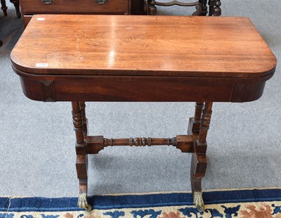 Lot 1226 - A Regency Rosewood Fold Over Card Table, on...