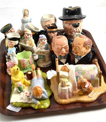Lot 133 - Tray of various china figures including Doulton