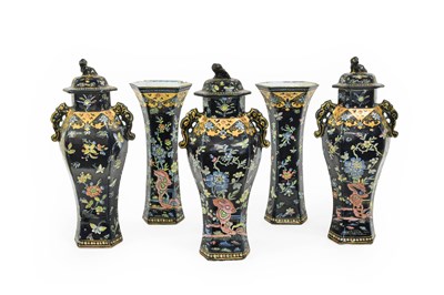 Lot 33 - An Ironstone China Five-Part Mantel Garniture,...