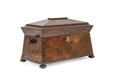 Lot 146 - A Regency Burr Yew Tea Caddy, circa 1830, of...