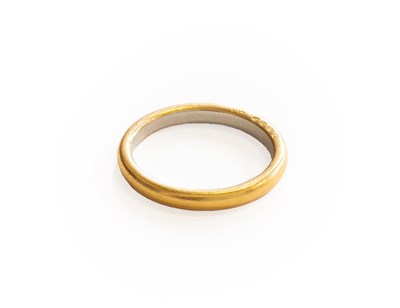 Lot 396 - A Band Ring, stamped 'PLATINUM' and '22CT',...