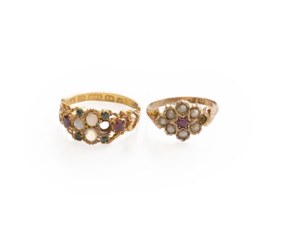 Lot 430 - A 15 Carat Gold Multi-Gem Set Ring, finger...