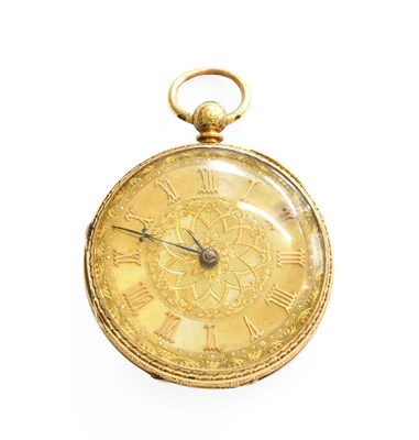 Lot 425 - A Lady's 18 Carat Gold Fob Watch, 1861, key...