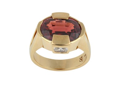 Lot 2223 - A Spinel and Diamond Ring the oval red spinel...