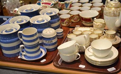 Lot 138 - Wedgwood Gold Florentine coffee service; five Wedgwood breakfast cups and saucers; and T.G...
