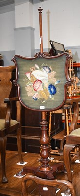 Lot 1278 - A William IV Carved Mahogany Pole Screen, the...
