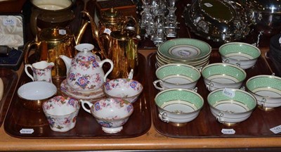 Lot 142 - Paragon soup bowls, Coalport part tea set and a Worcester part tea set (on two trays)