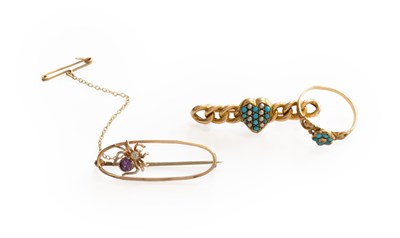 Lot 404 - An Amthyst and Diamond Spider Brooch, stamped '...