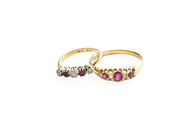 Lot 372 - An 18 Carat Gold Ruby and Diamond Five Stone...