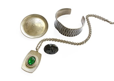 Lot 348 - Three Pieces of Pewter Jewellery, by Jorgen...