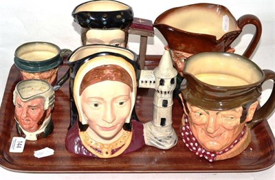 Lot 144 - Four large Royal Doulton character jugs; Old Charley, Sam Weller, Catherine Parr and Catherine...