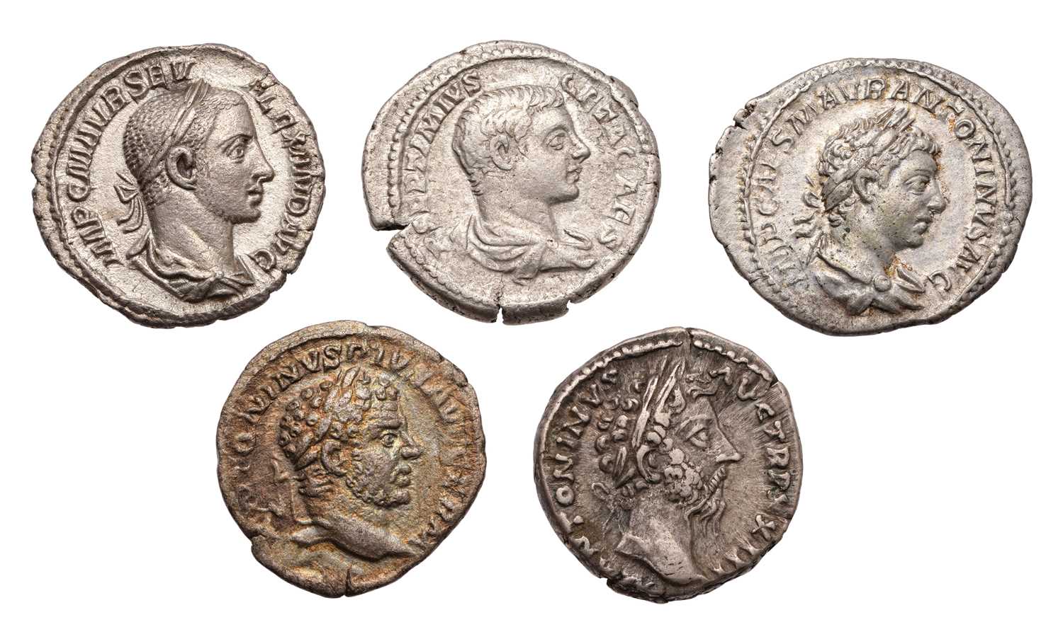 Lot 12 - Assorted Roman Denarii, 5 coins to include:...