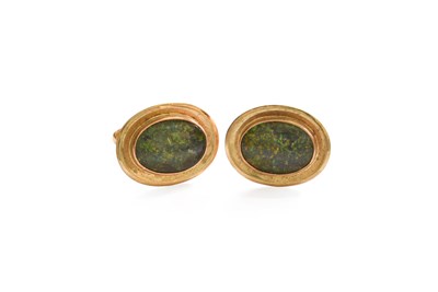 Lot 466 - A Pair of Composite Opal Cufflinks, the oval...