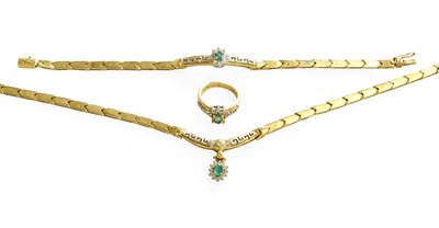 Lot 470 - A Necklace, Bracelet and Ring Suite, each with...