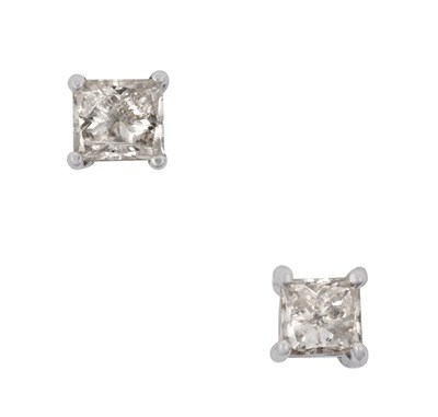 Lot 2305 - A Pair of 18 Carat White Gold Diamond...