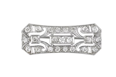 Lot 2302 - A Diamond Brooch the pierced plaque set...