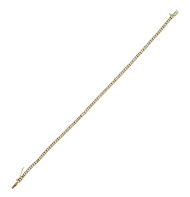 Lot 2230 - An 18 Carat Gold Diamond Line Bracelet the one-...