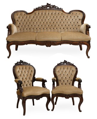 Lot 594 - An Impressive Victorian Carved Mahogany Three...