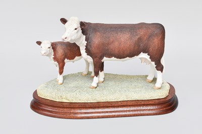 Lot 1098 - Border Fine Arts 'Hereford Cow and Calf',...